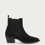 Black distressed-effect suede Texan ankle boots