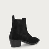 Black distressed-effect suede Texan ankle boots