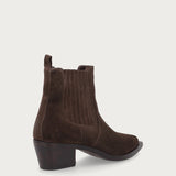 Brown distressed-effect suede Texan ankle boots