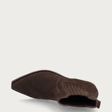 Brown distressed-effect suede Texan ankle boots