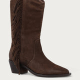Brown suede Texan boots with fringing