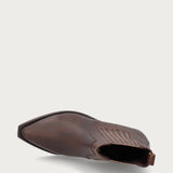 Brown distressed-effect leather Texan ankle boots