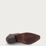 Brown distressed-effect leather Texan ankle boots