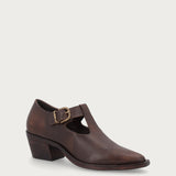 Texan-style heeled shoes in brown vintage leather