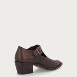 Texan-style heeled shoes in brown vintage leather