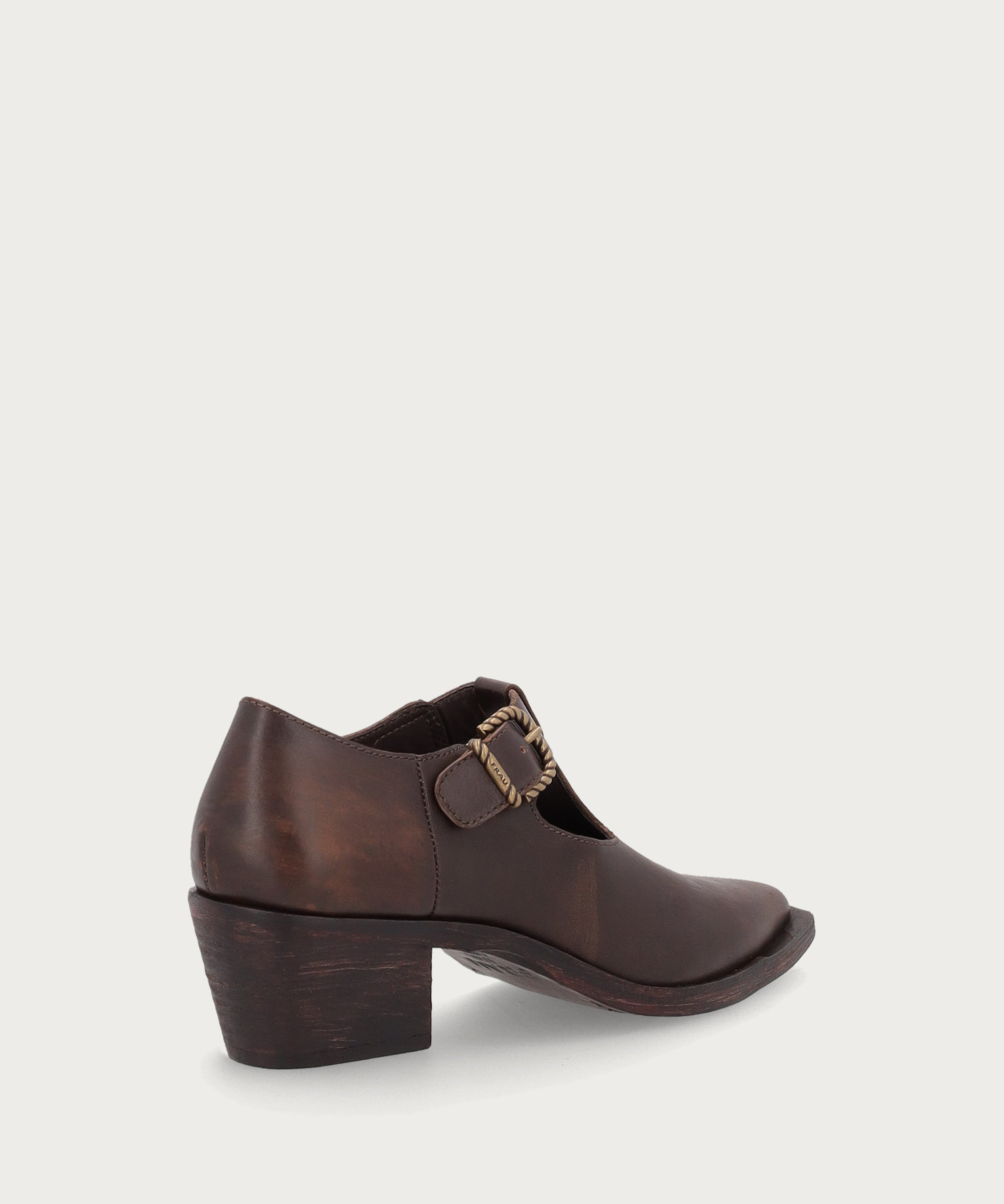 Texan-style heeled shoes in brown vintage leather