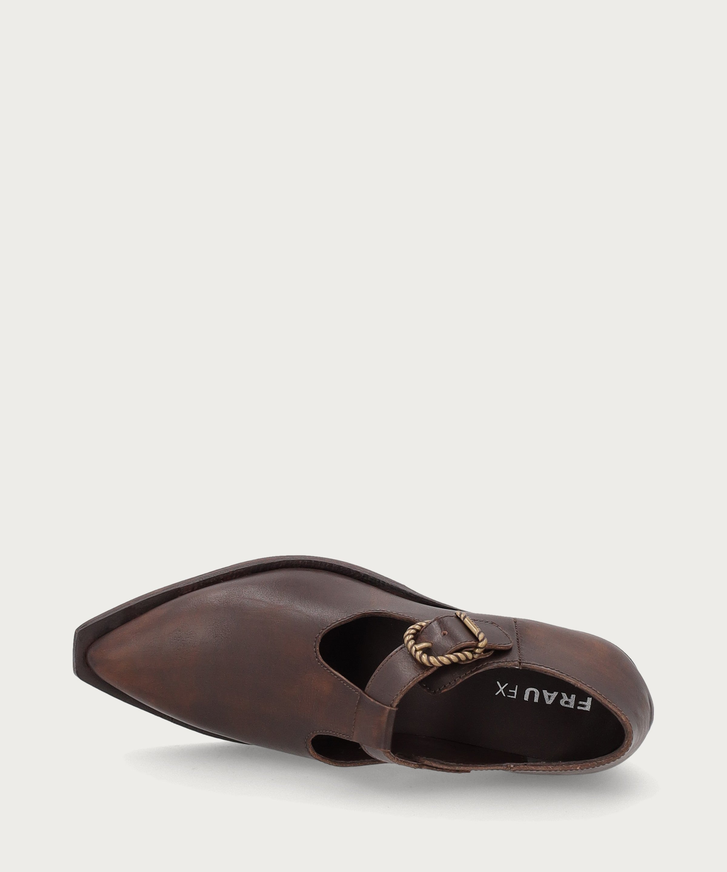 Texan-style heeled shoes in brown vintage leather