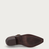Texan-style heeled shoes in brown vintage leather