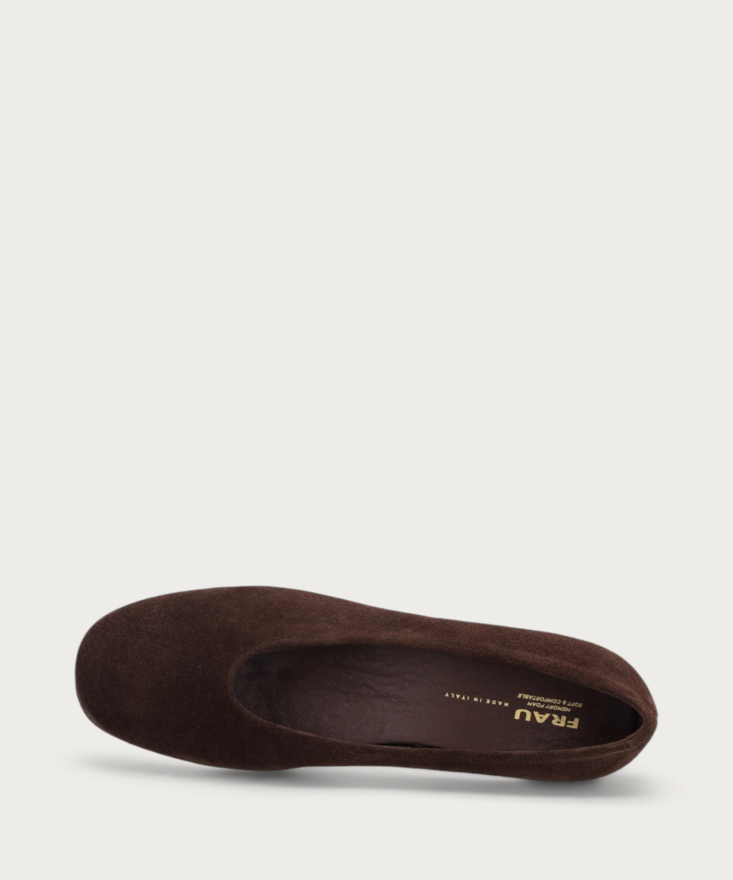 Brown suede almond-toe pumps with round heel