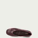 Burgundy leather almond-toe pumps with round heel