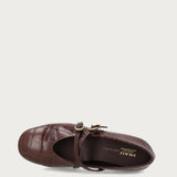 Crocodile-print brown leather Mary Janes with round heel