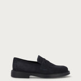 Basic-Damen-Mokassins aus Veloursleder in Blau