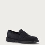 Basic-Damen-Mokassins aus Veloursleder in Blau