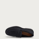 Basic-Damen-Mokassins aus Veloursleder in Blau