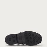 Women's black leather lace-up shoes with fringing