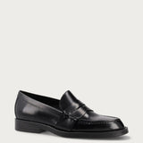 Women's black brushed leather varsity loafers