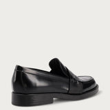 Women's black brushed leather varsity loafers
