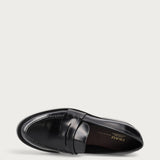 Women's black brushed leather varsity loafers
