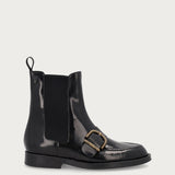 Stivaletti beatles donna in pelle abrasivata nera con fibbia