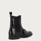 Stivaletti beatles donna in pelle abrasivata nera con fibbia