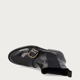 Stivaletti beatles donna in pelle abrasivata nera con fibbia