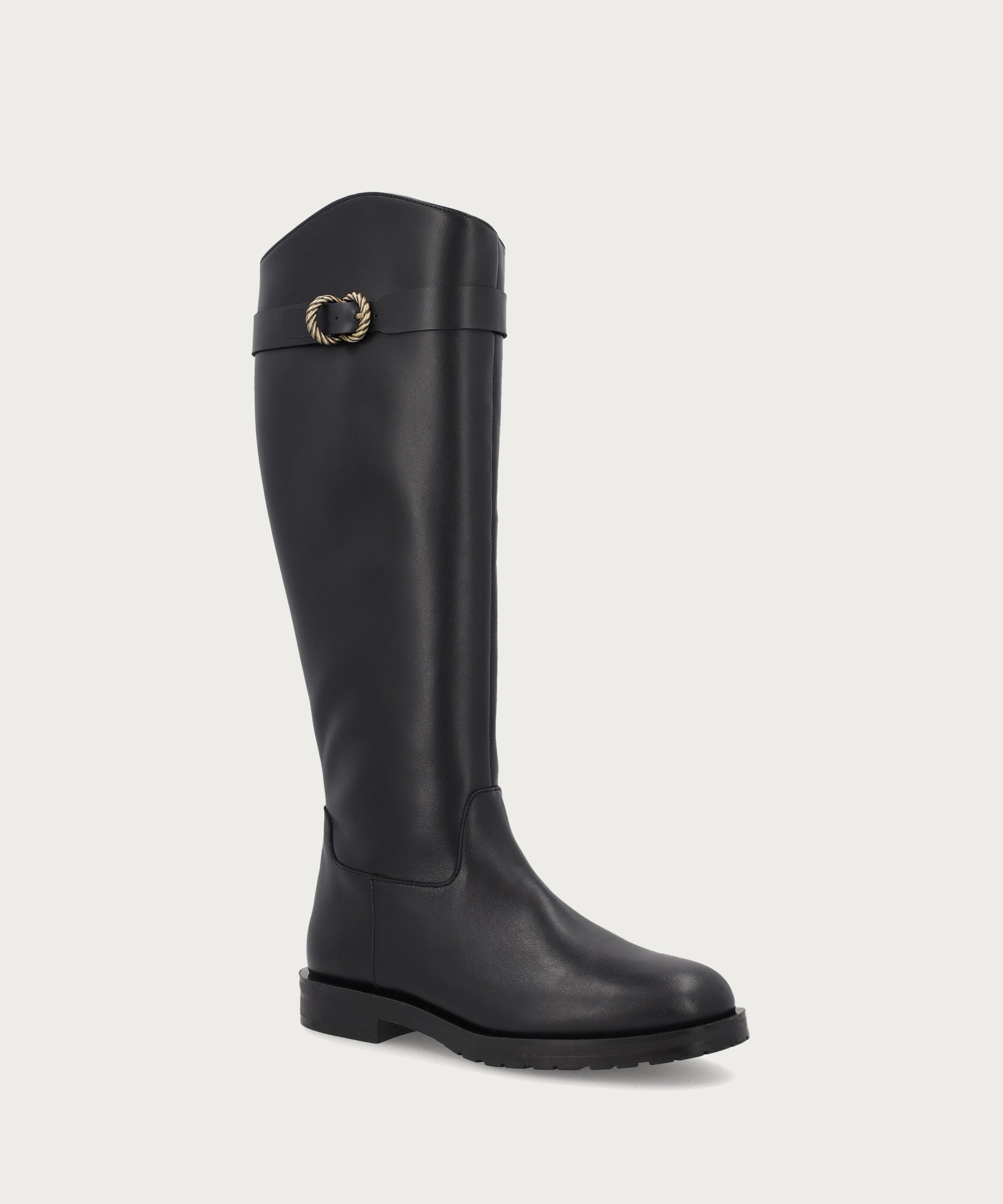 Women's black leather riding boots