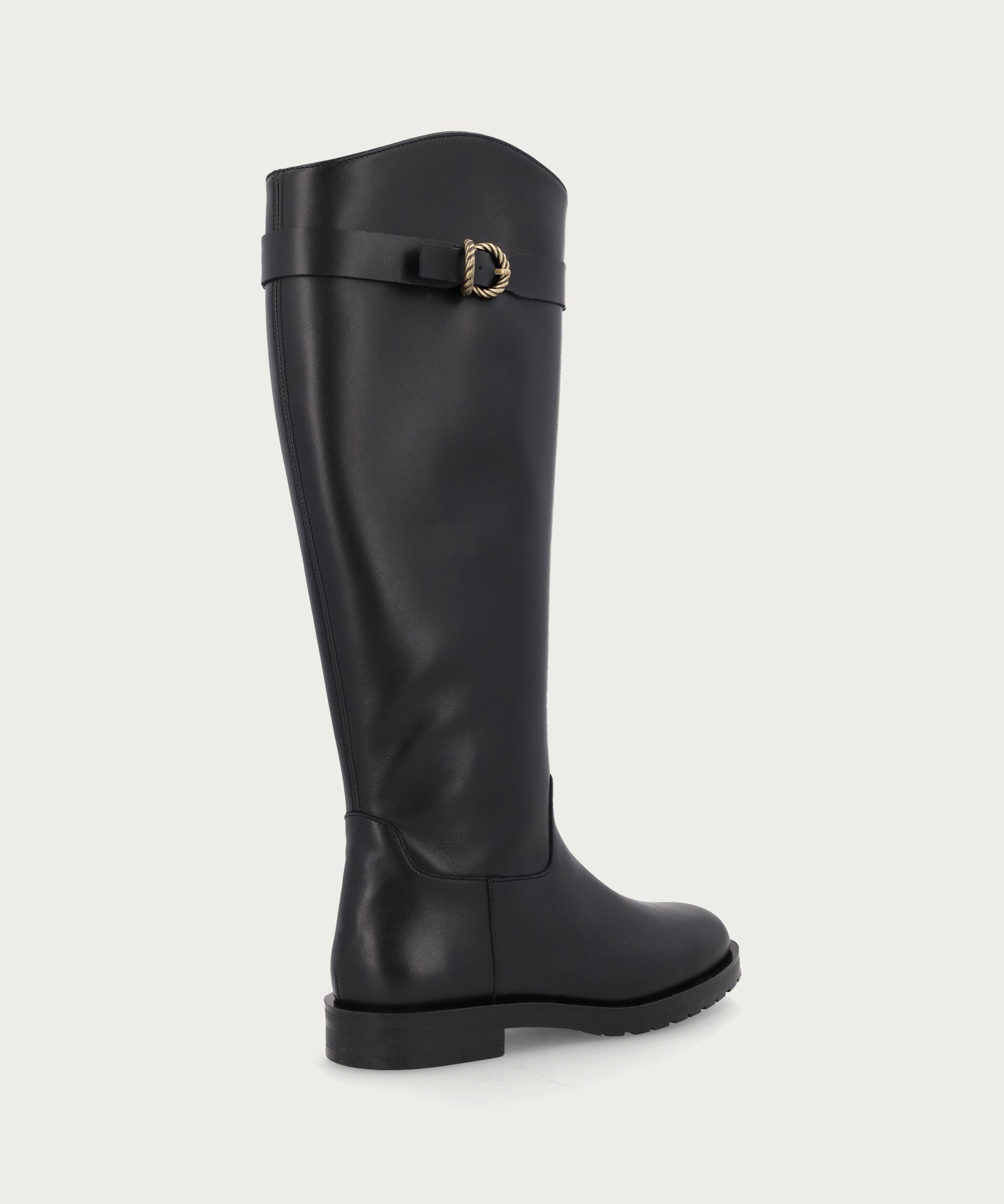 Women's black leather riding boots