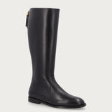 Black regenerated leather boots