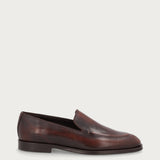 Elegant women's slip-on loafers in ombre brown leather