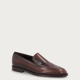 Elegant women's slip-on loafers in ombre brown leather