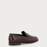 Elegant women's slip-on loafers in ombre brown leather