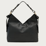 Große Schultertasche aus weichem Leder in Schwarz