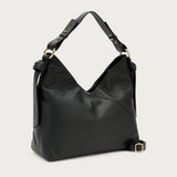 Große Schultertasche aus weichem Leder in Schwarz