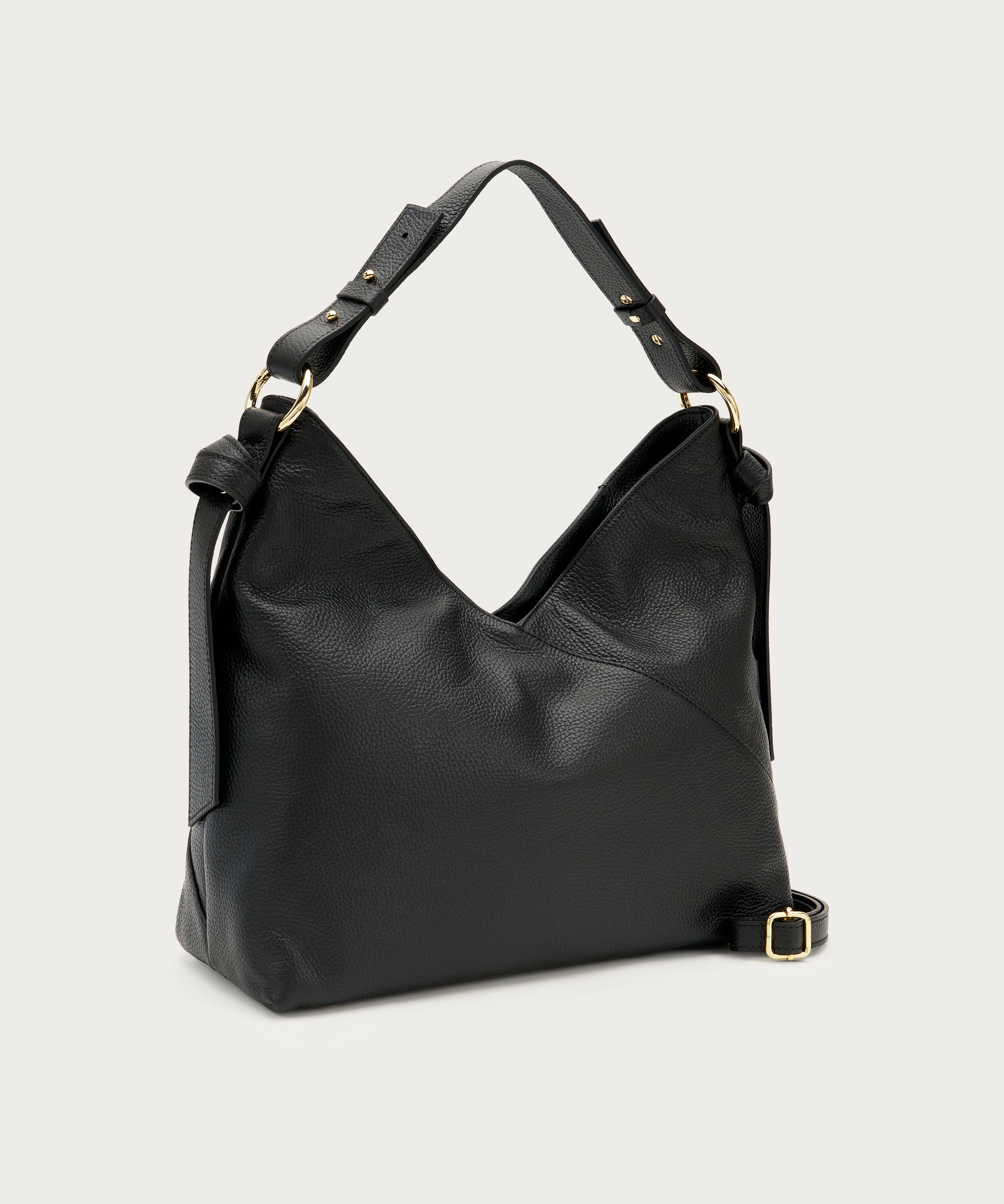 Large soft black leather shoulder bag