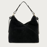 Large soft black suede shoulder bag