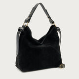 Large soft black suede shoulder bag