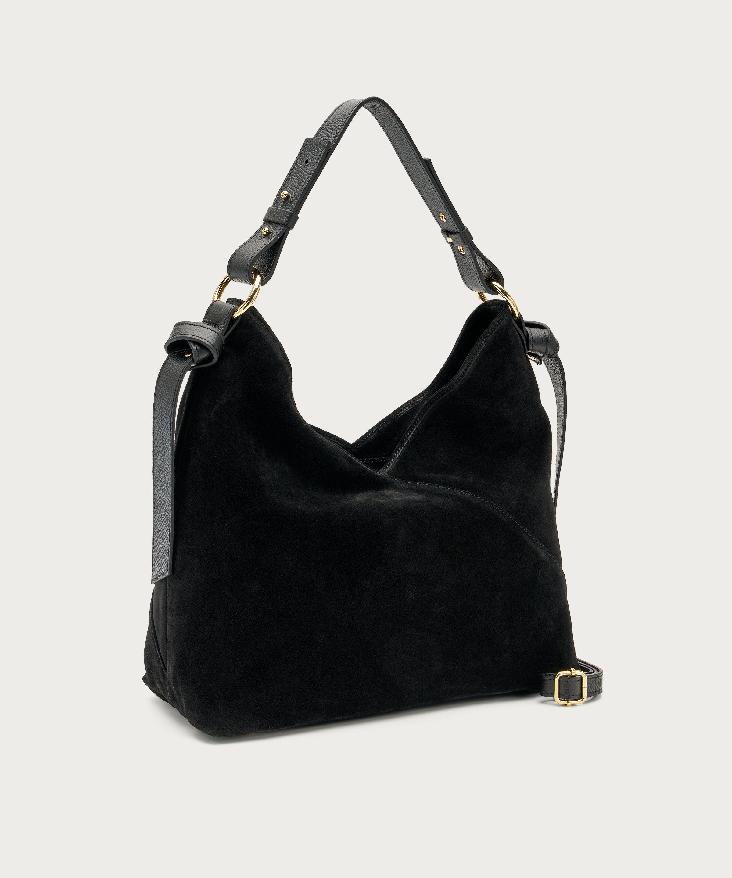 Large soft black suede shoulder bag