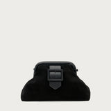 Maxi-Pochette aus Veloursleder in Schwarz