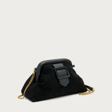 Maxi-Pochette aus Veloursleder in Schwarz