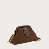 Brown suede maxi clutch