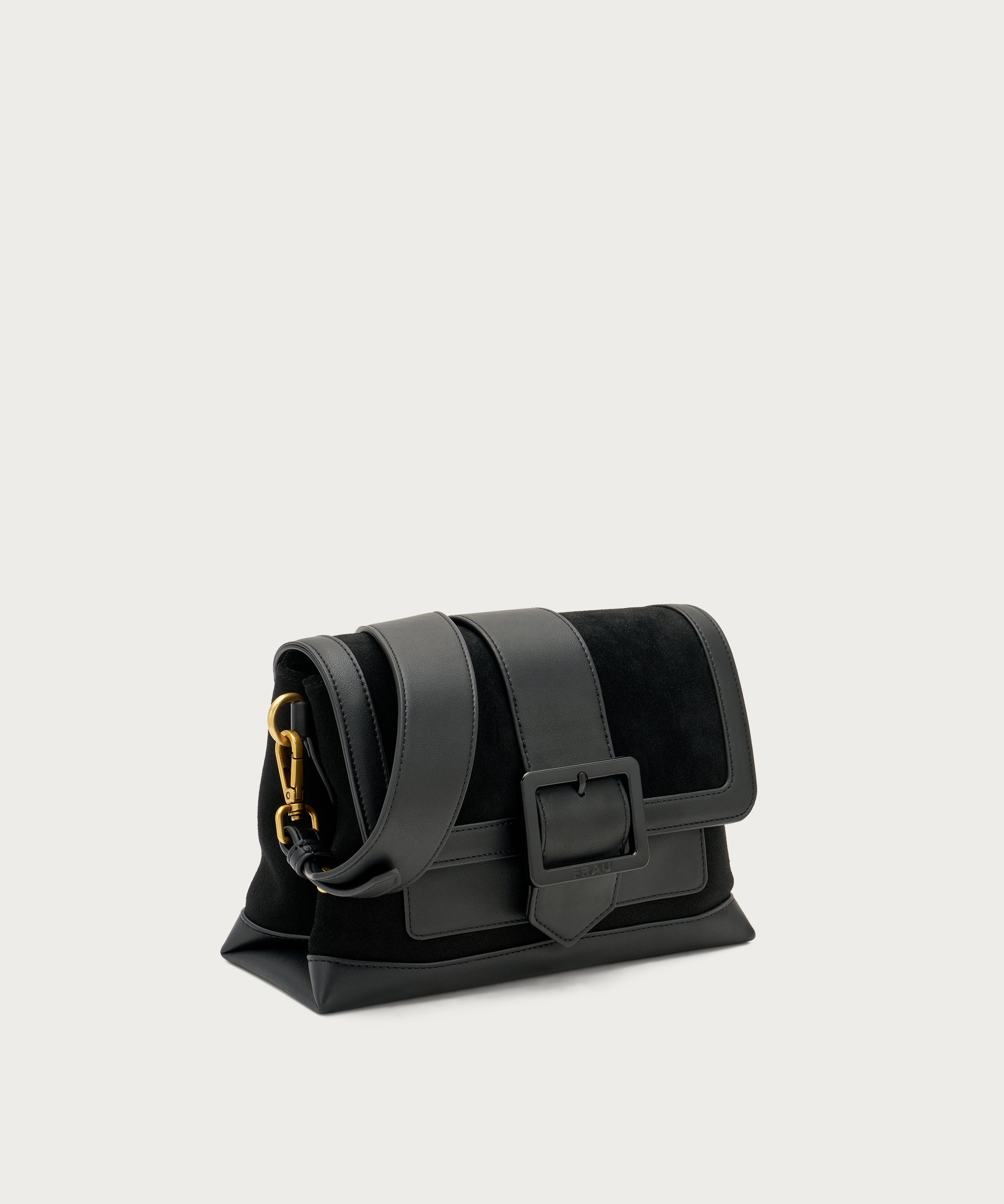 Small black suede and synthetic shoulder bag
