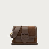 Small brown suede and synthetic shoulder bag