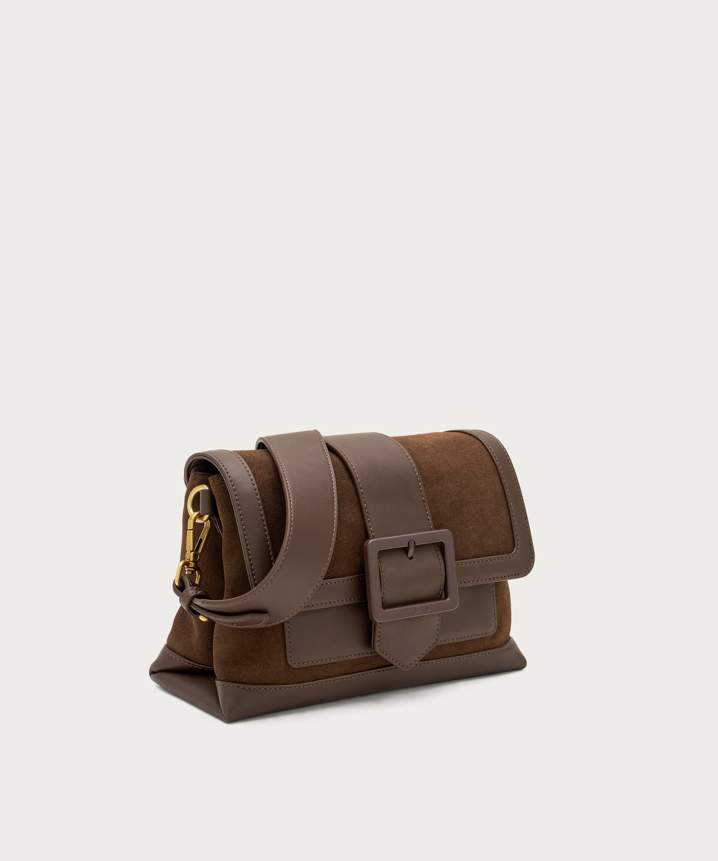 Small brown suede and synthetic shoulder bag