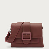 Small shoulder bag in burgundy synthetic material